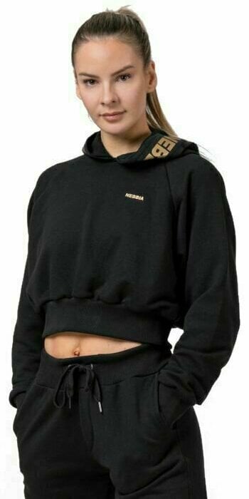 Nebbia Golden Cropped Hoodie Black S