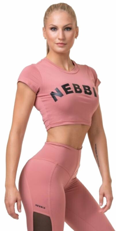 Фитнес тениска Nebbia Short Sleeve Sporty Crop Top Old Rose XS Фитнес тениска