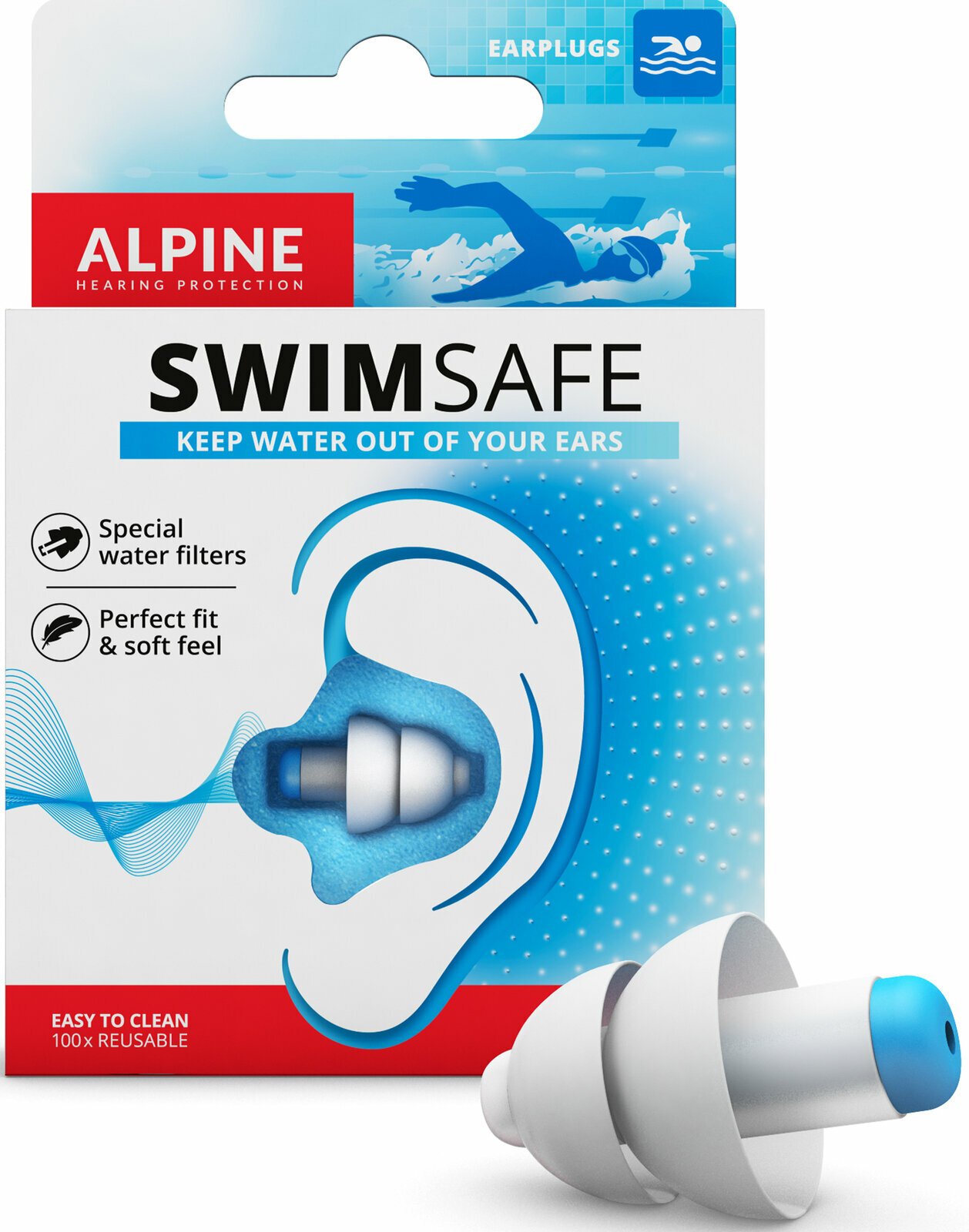 Tampões para os ouvidos Alpine SwimSafe Tampões para os ouvidos