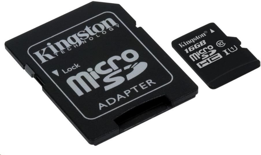 Memóriakártya Kingston 16GB Canvas Select UHS-I microSDHC Memory Card w SD Adapter