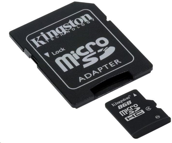 Pamäťová karta Kingston 8GB Micro SecureDigital (SDHC) Card Class 4 w SD Adapter