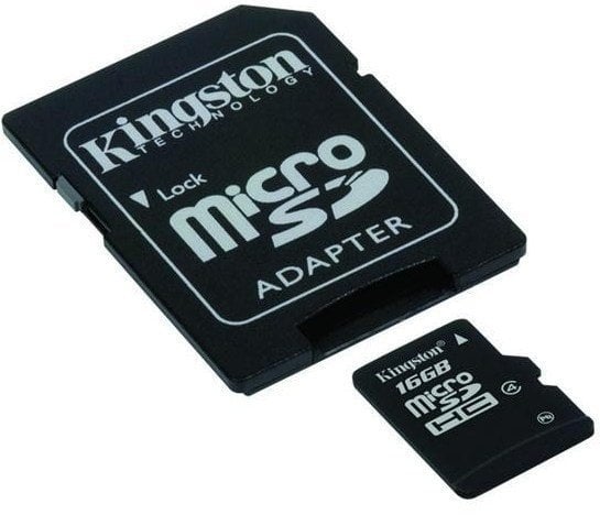 Minneskort Kingston 16GB Micro SecureDigital (SDHC) Card Class 4 w SD Adapter