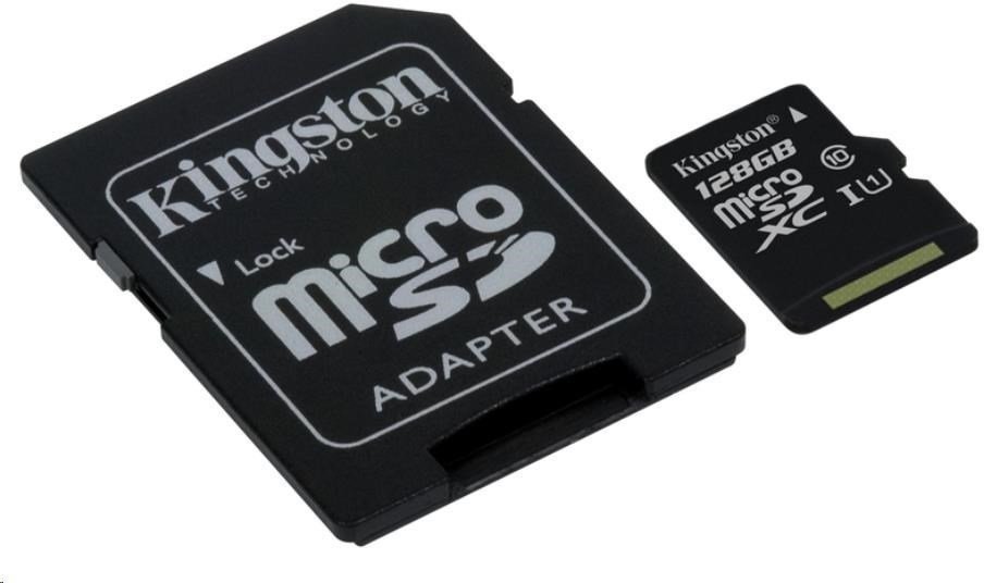 Muistikortti Kingston 128GB Canvas Select UHS-I microSDXC Memory Card w SD Adapter