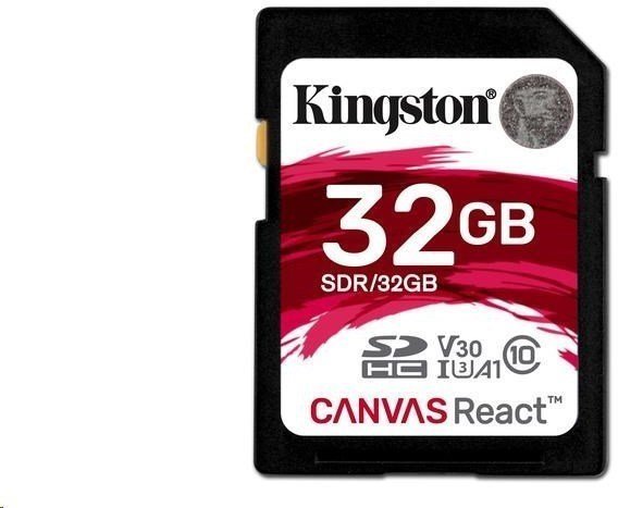 Карта памет Kingston 32GB Canvas React UHS-I SDHC Memory Card