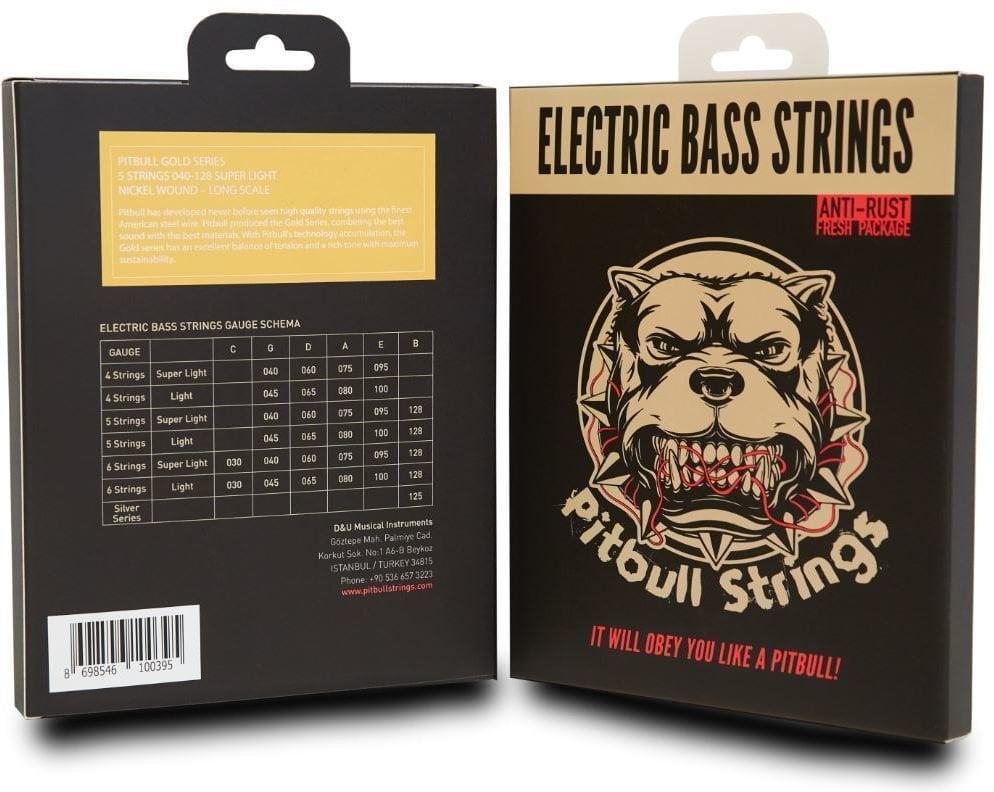 Struny pro 5-strunnou baskytaru Pitbull Strings GEB-5 SL 40-125 Bass Super Light
