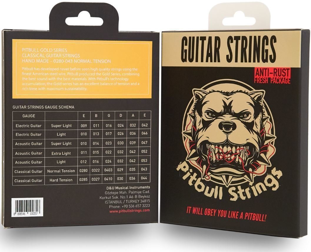 Cordes nylon Pitbull Strings GCG HM 0285-044 Classical Guitar Hard Tension