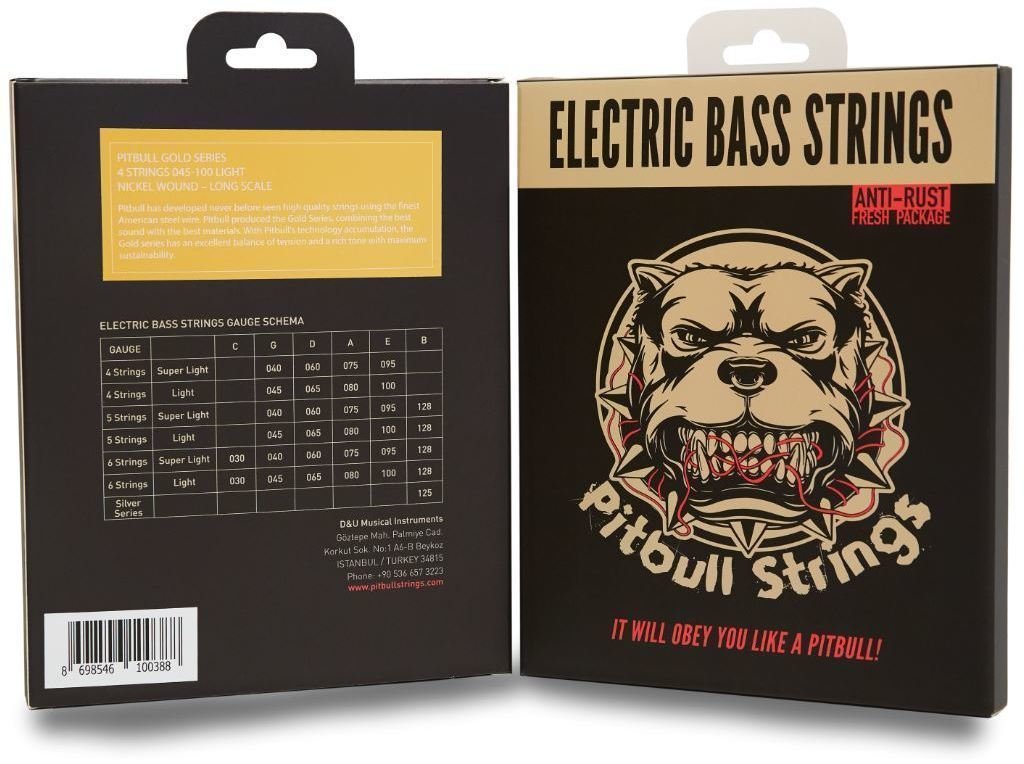 Corzi pentru chitare bas Pitbull Strings GEB-4 L 45-100 Bass Light