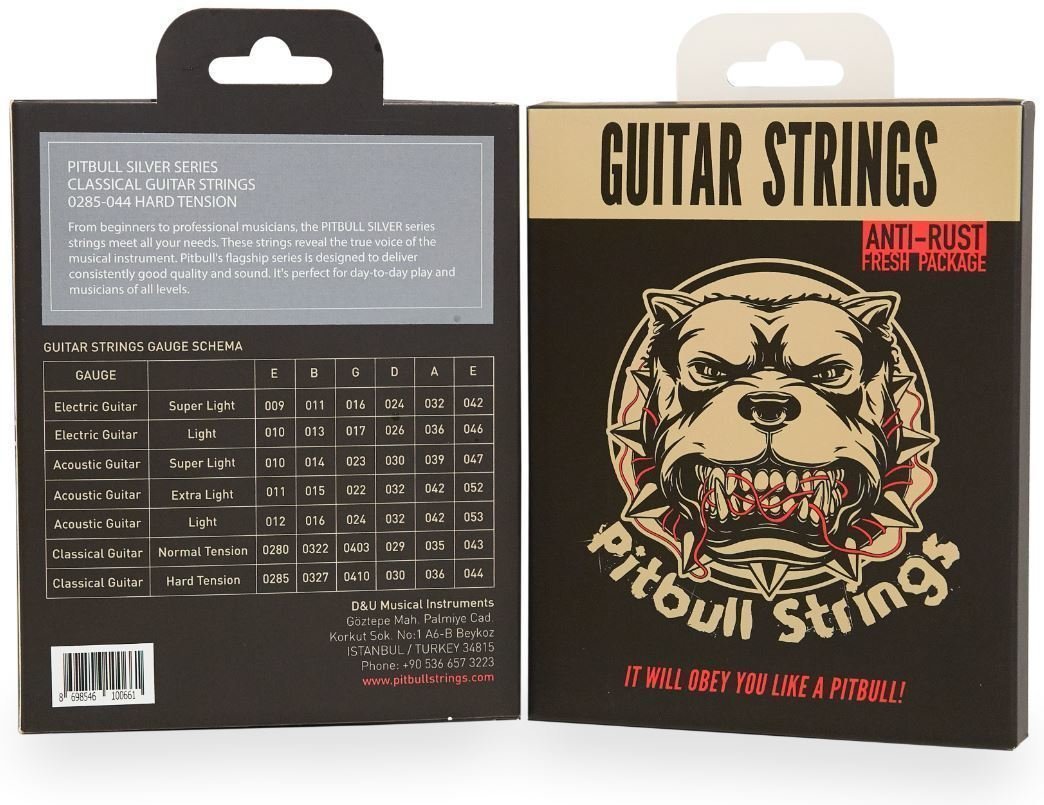 Klasszikus nylon húrok Pitbull Strings SCG 0285-044 Classical Guitar Hard Tension