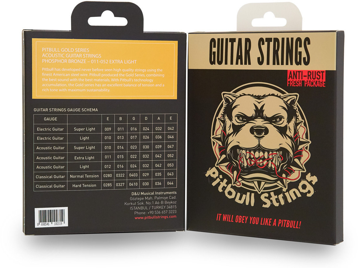 Cordes de guitares acoustiques Pitbull Strings GAG EL 11-52 PB Acoustic Guitar Extra Light