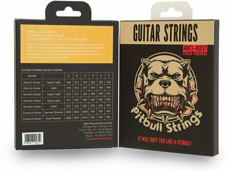 Corde Chitarra Acustica Pitbull Strings GAG EL 11-52 PB Acoustic Guitar Extra Light - 1