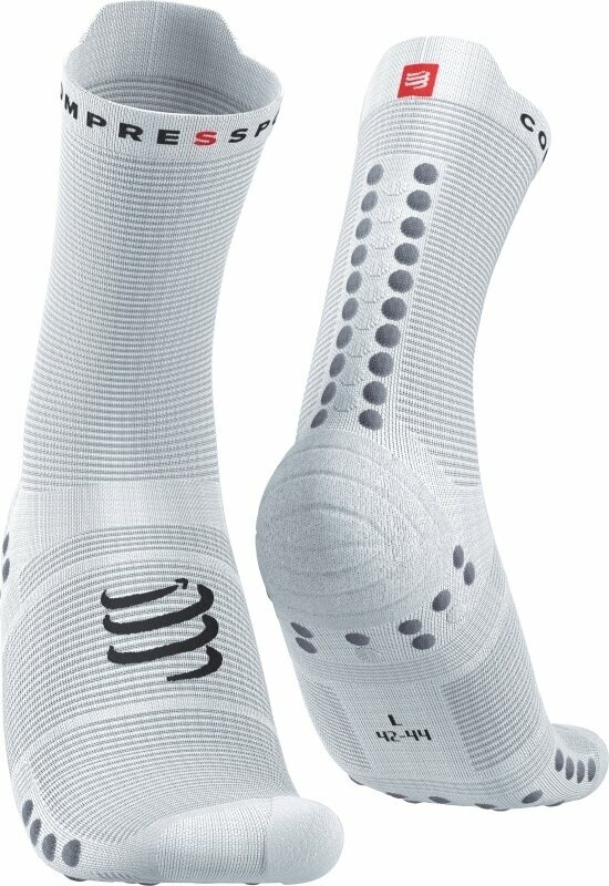 Löparstrumpor Compressport Pro Racing Socks v4.0 Run High White/Alloy T1 Löparstrumpor