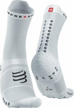 Löparstrumpor Compressport Pro Racing Socks v4.0 Run High White/Alloy T3 Löparstrumpor - 1
