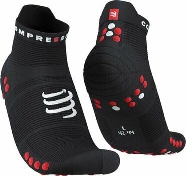 Meias de corrida Compressport Pro Racing Socks v4.0 Run Low Black/Red T1 Meias de corrida - 1