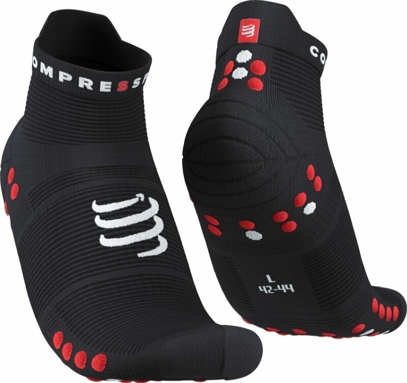 Löparstrumpor Compressport Pro Racing Socks v4.0 Run Low Black/Red T3 Löparstrumpor