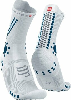 Löparstrumpor Compressport Pro Racing Socks v4.0 Trail White/Fjord Blue T1 Löparstrumpor - 1