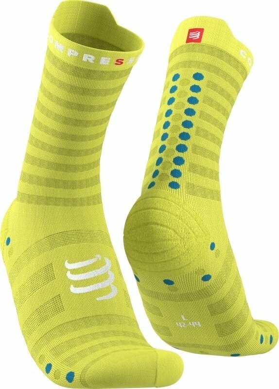 Calcetines para correr Compressport Pro Racing Socks v4.0 Ultralight Run High Primerose/Fjord Blue T3 Calcetines para correr