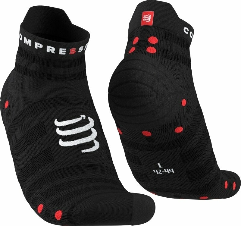 Löparstrumpor Compressport Pro Racing Socks v4.0 Ultralight Run Low Black/Red T1 Löparstrumpor