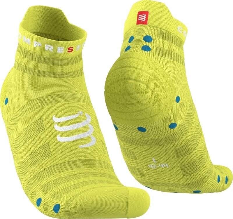 Calcetines para correr Compressport Pro Racing Socks v4.0 Ultralight Run Low Primerose/Fjord Blue T1 Calcetines para correr