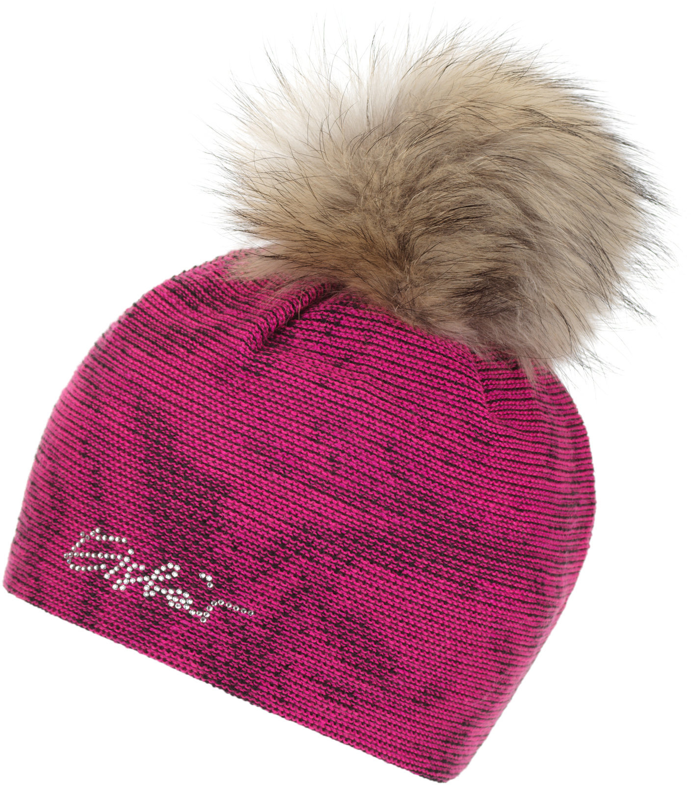 Skijaška kapa Eisbär Rumer Fur Crystal Womens Black/Pink/Light Pink