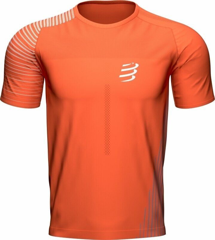 Løbe t-shirt med korte ærmer Compressport Performance SS Tshirt M Orangeade/Fjord Blue XL Løbe t-shirt med korte ærmer