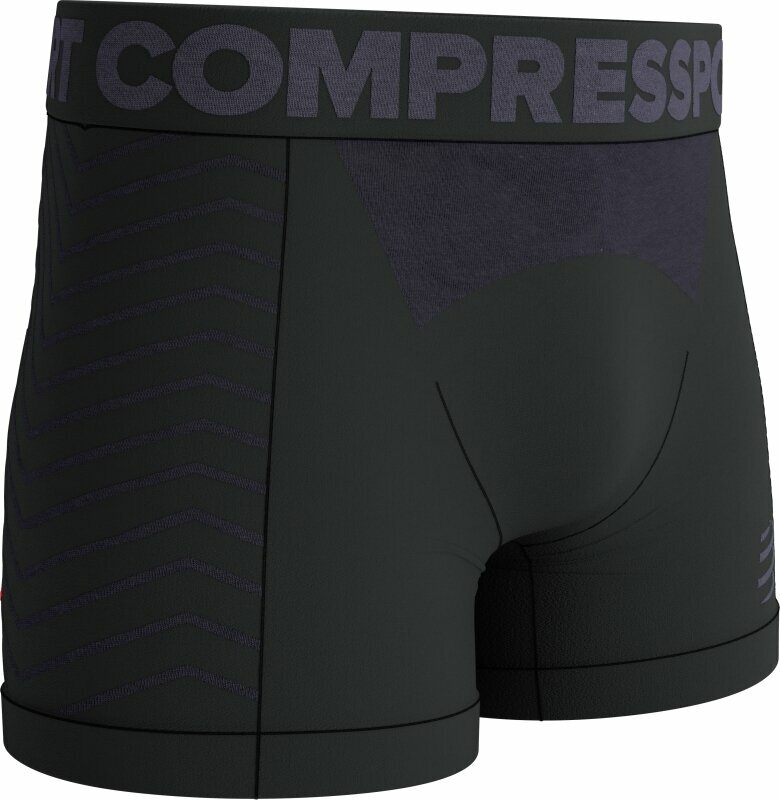 Laufunterwäsche Compressport Seamless Boxer M Black/Grey M Laufunterwäsche