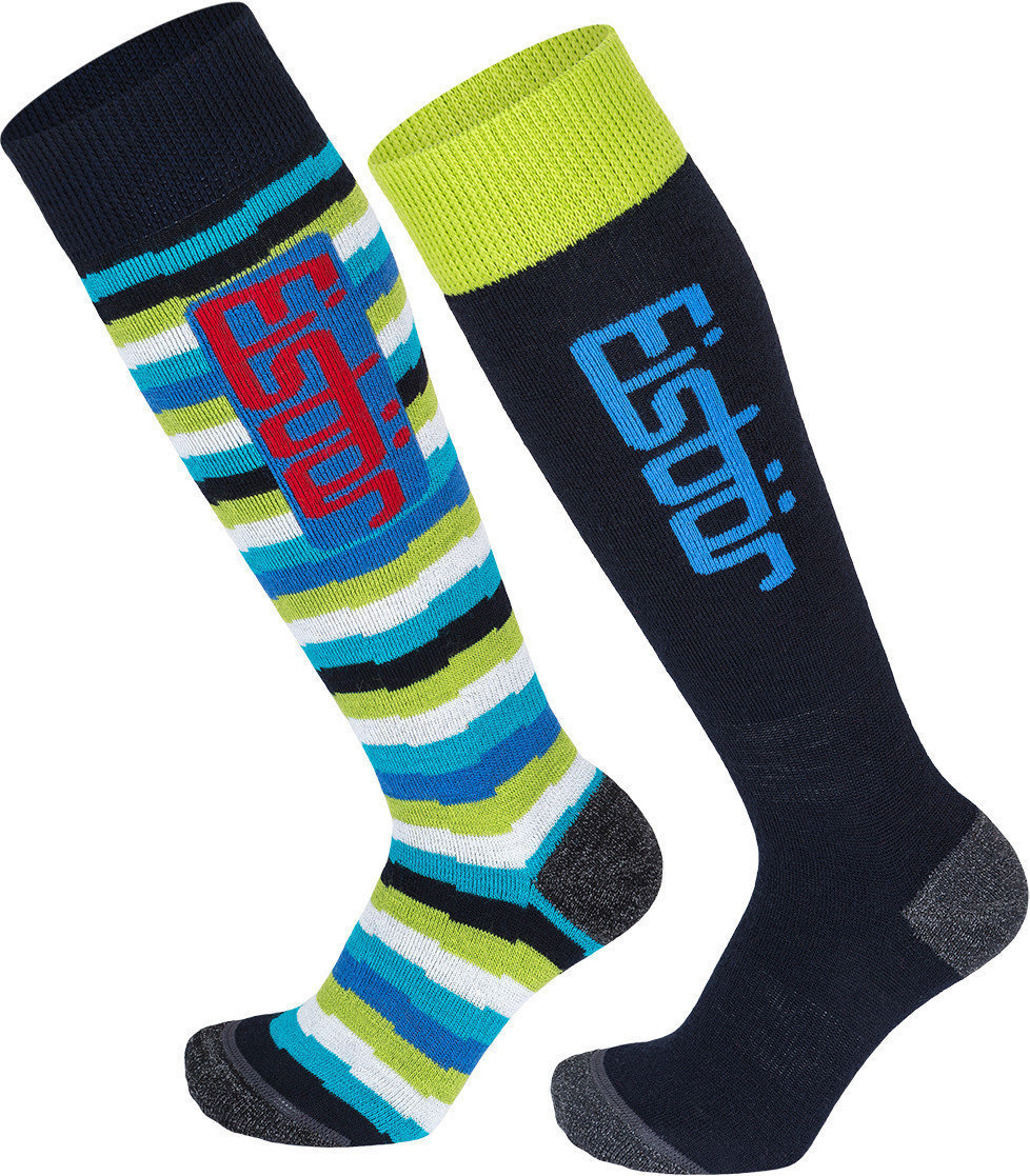 Lyžařské ponožky Eisbär Jr Comfort 2 Navy/Lime Lyžařské ponožky