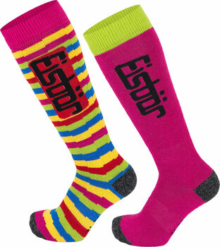 СКИ чорапи Eisbär Jr Comfort 2 Pack Fuchsia/Lime 31-34 - 1