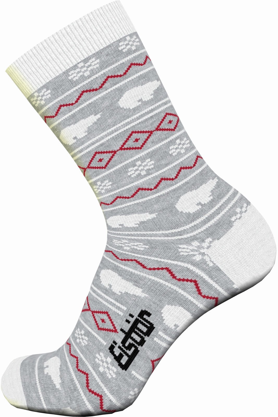Ski Socks Eisbär Lifestyle Jacquard Grey-Red 23-26 Ski Socks