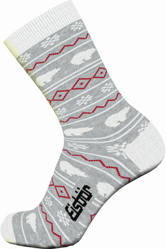 Ski Socks Eisbär Lifestyle Jacquard Grey-Red 23-26 Ski Socks - 1