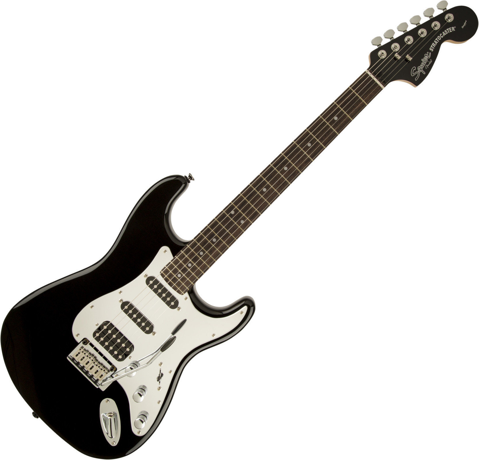 Guitarra eléctrica Fender Squier Black and Chrome Standard Strat HSS LRL