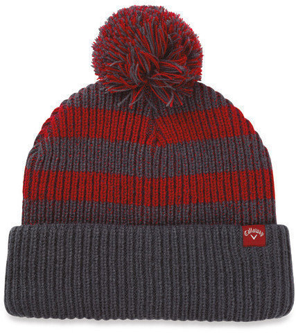 Winter Hat Callaway Pom Pom Beanie Grey/Red