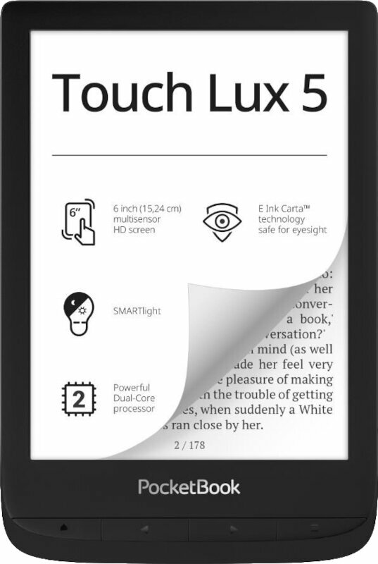 Leitor de livros eletrónicos PocketBook 628 Touch Lux 5 Ink Black Leitor de livros eletrónicos