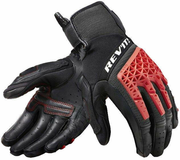 Moottoripyöräilijän käsineet Rev'it! Gloves Sand 4 Black/Red M Moottoripyöräilijän käsineet