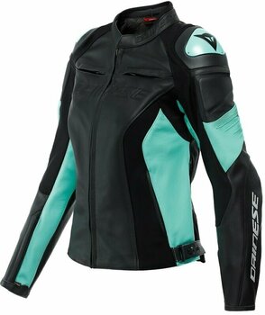 Leather Jacket Dainese Racing 4 Lady Black/Acqua Green 38 Leather Jacket - 1