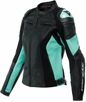 Lederjacke Dainese Racing 4 Lady Black/Acqua Green 46 Lederjacke - 1