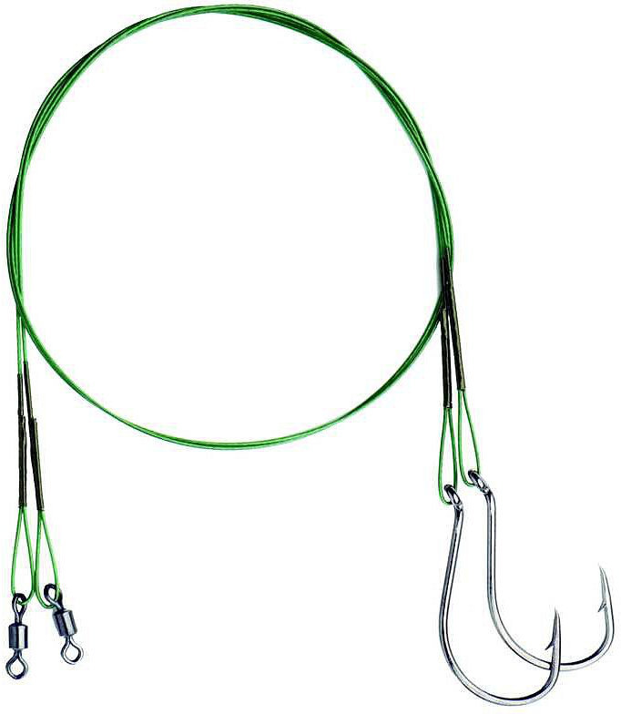 Fiskelina Mivardi Wire Leader Swivel/Single Hook Green 6 kg 45 cm