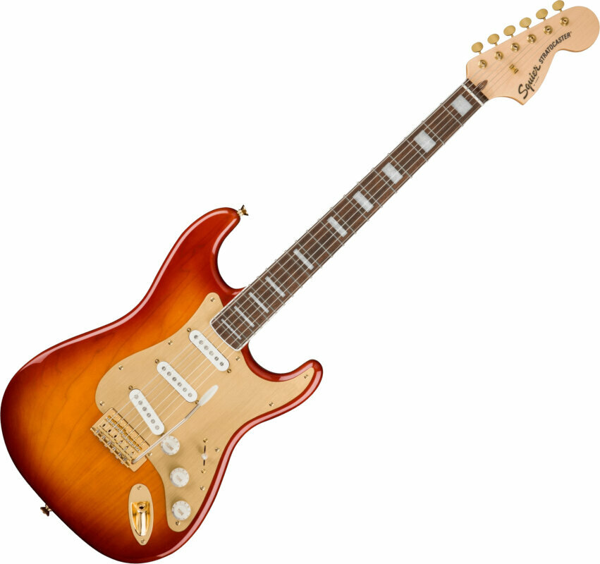 E-Gitarre Fender Squier 40th Anniversary Stratocaster Gold Edition LRL Sienna Sunburst