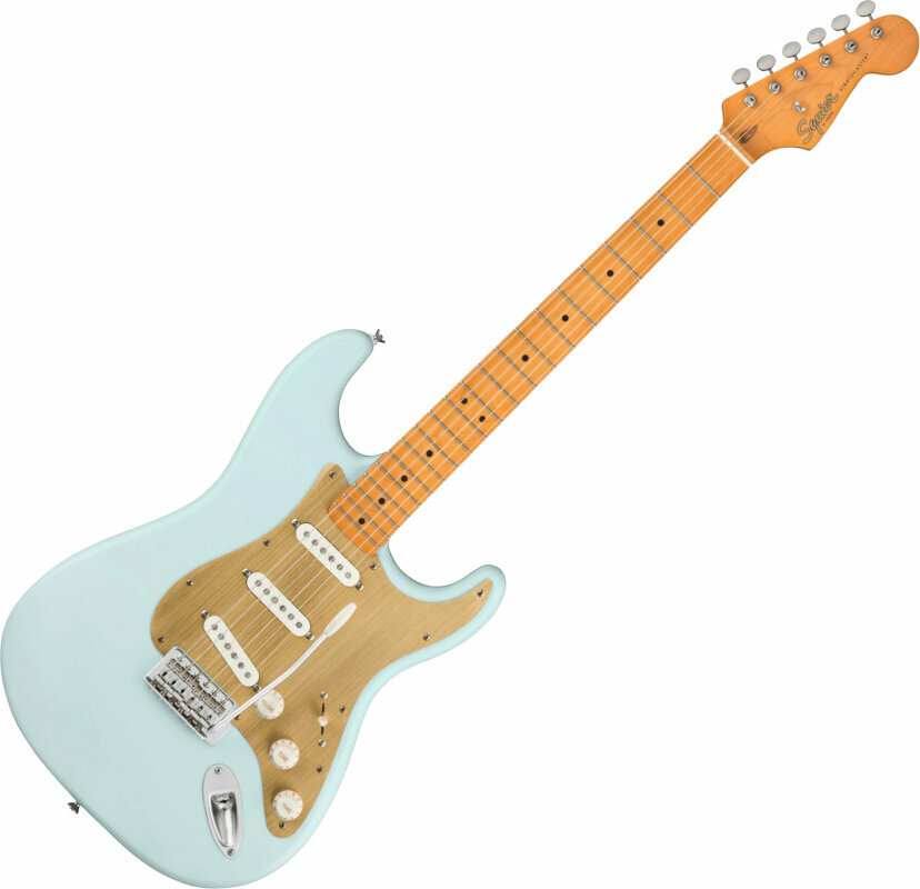 Electric guitar Fender Squier 40th Anniversary Stratocaster Vintage Edition MN Satin Sonic Blue