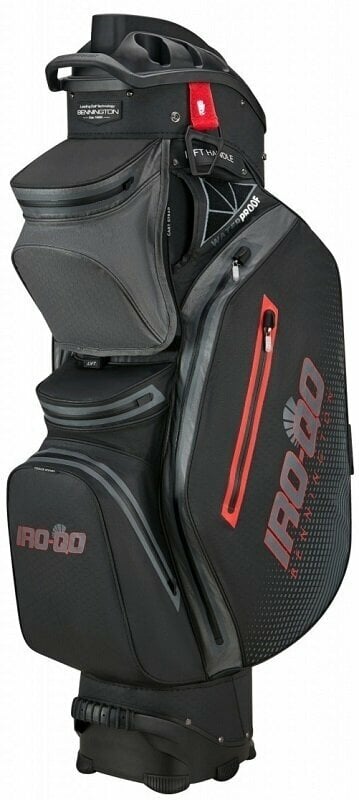 Borsa da golf Cart Bag Bennington IRO QO 14 Water Resistant Black/Canon Grey/Red Borsa da golf Cart Bag