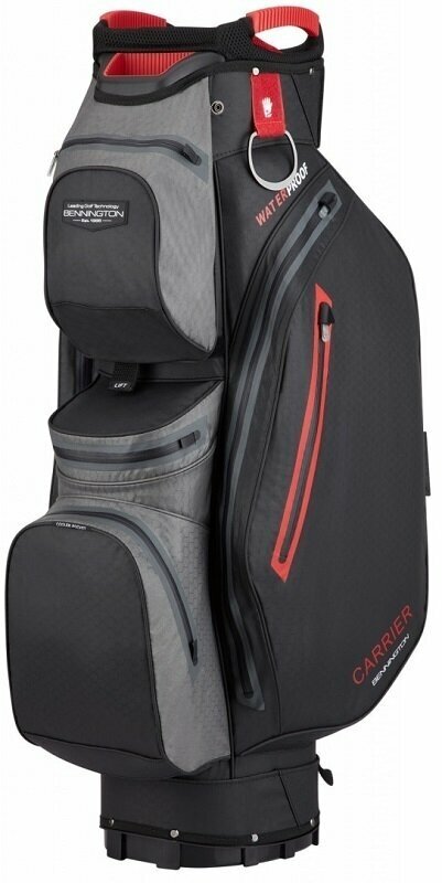 Golf torba Cart Bag Bennington Dry CA 14 Water Resistant Black/Canon Grey/Red Golf torba Cart Bag