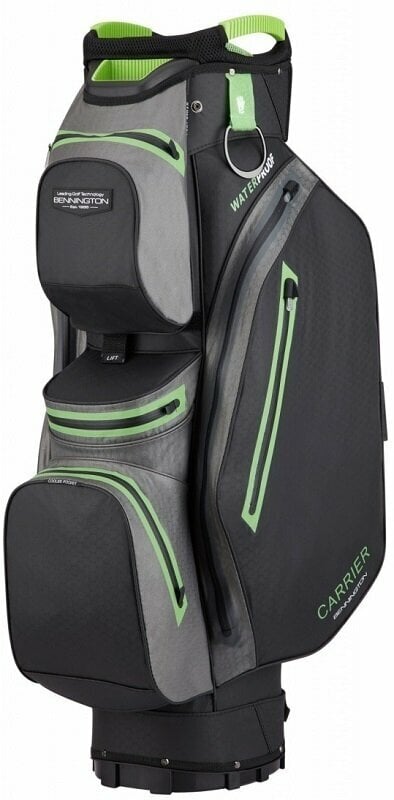 Borsa da golf Cart Bag Bennington Dry CA 14 Water Resistant Black/Canon Grey/Lime Borsa da golf Cart Bag