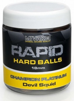 Boilies Mivardi Rapid Hard Balls Platinum 150 g 24 mm Devil Squid Boilies