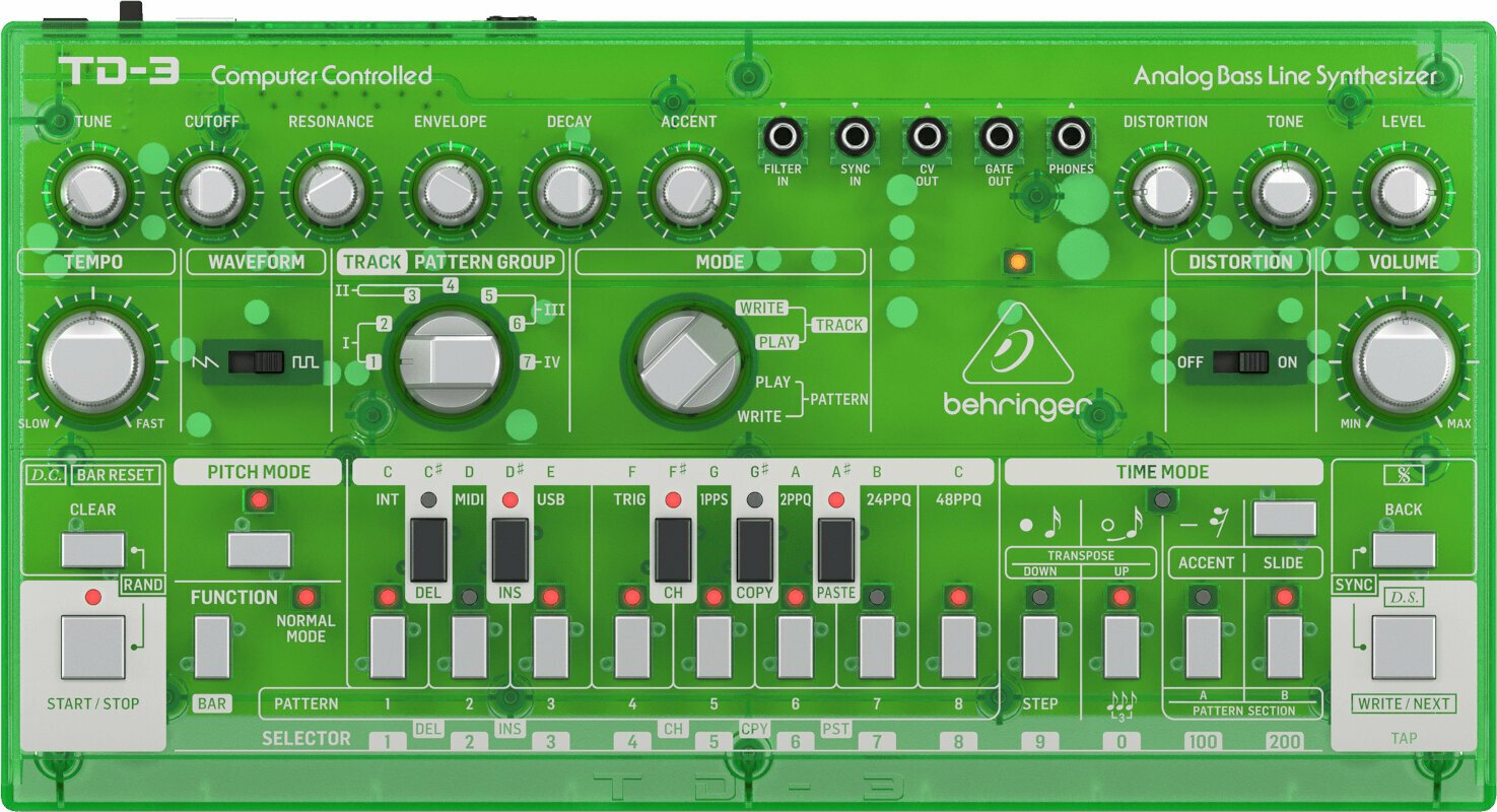 Синтезатор Behringer TD-3 Transparent Green