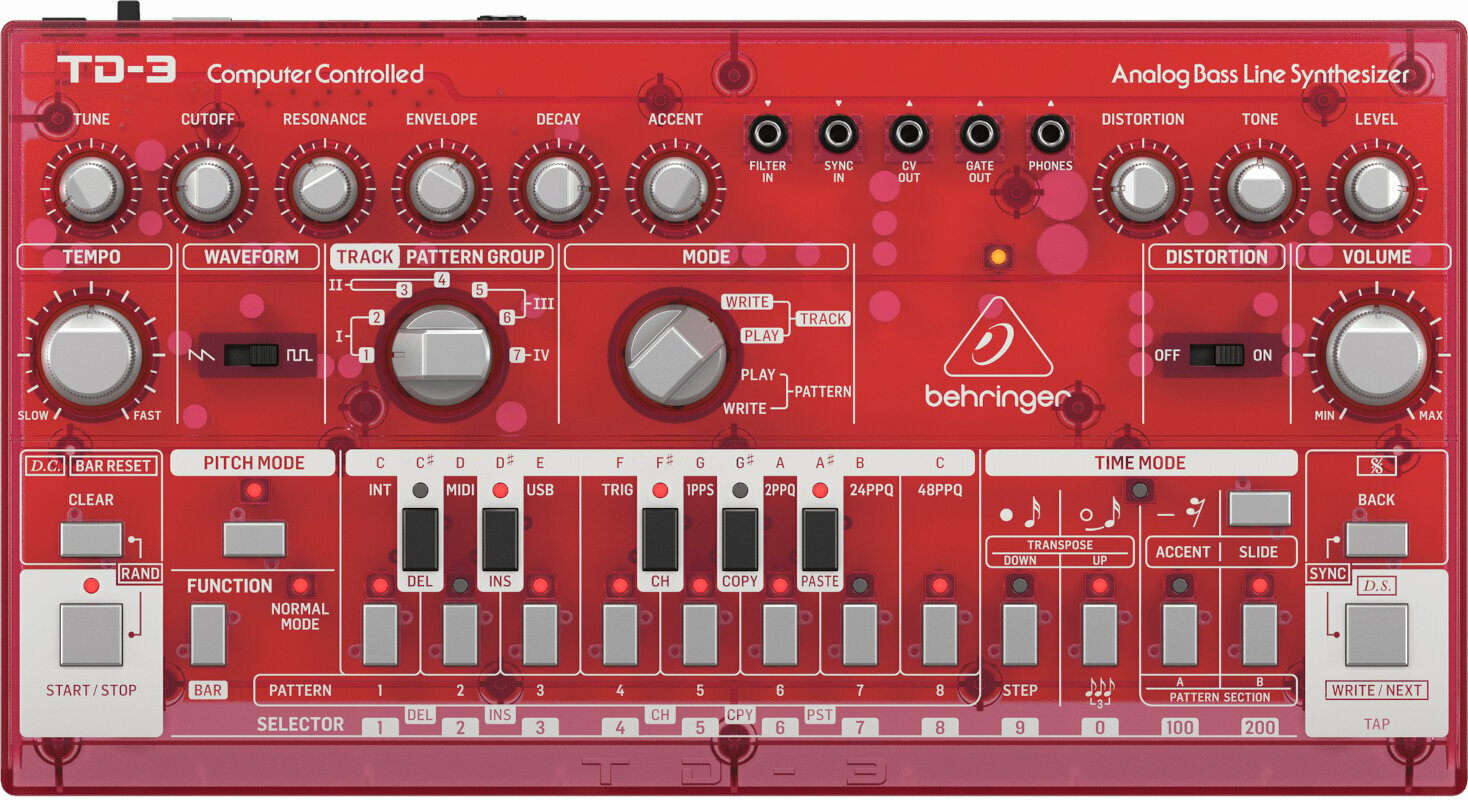 Синтезатор Behringer TD-3 Transparent Red