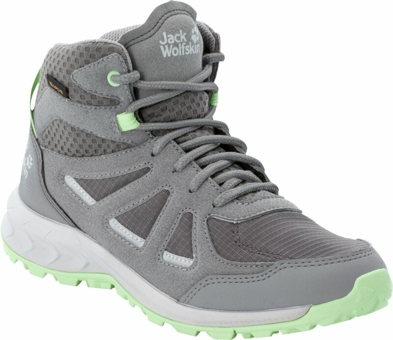 Womens Outdoor Shoes Jack Wolfskin Woodland 2 Texapore Mid W Dark Grey/Light Green 39 Womens Outdoor Shoes