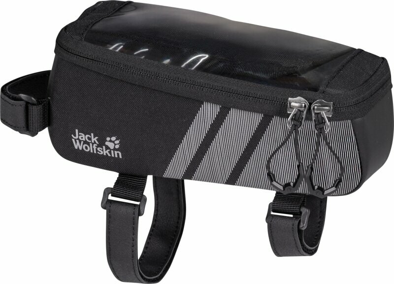 Cyklistická taška Jack Wolfskin Top Tube Taška na rám pro telefon Black 0,8 L
