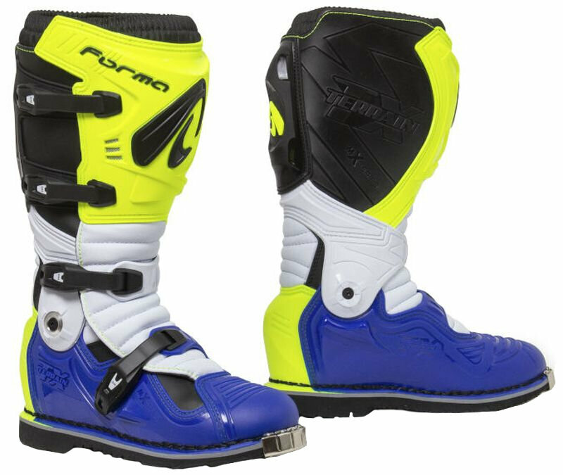 Motoros csizmák Forma Boots Terrain Evolution TX Yellow Fluo/White/Blue 40 Motoros csizmák