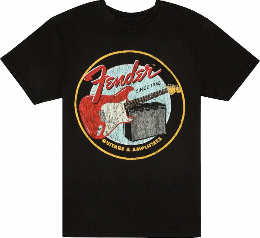 Camiseta de manga corta Fender Camiseta de manga corta 1946 Guitars & Amplifiers Unisex Vintage Black L
