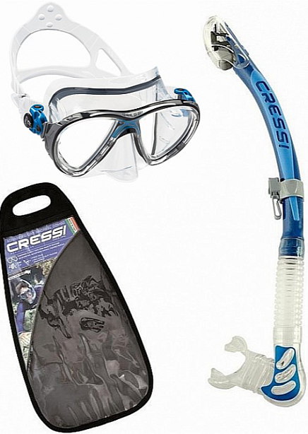 Комплект за гмуркане Cressi Big Eyes Evolution & Alpha Ultra Dry Clear/Blue