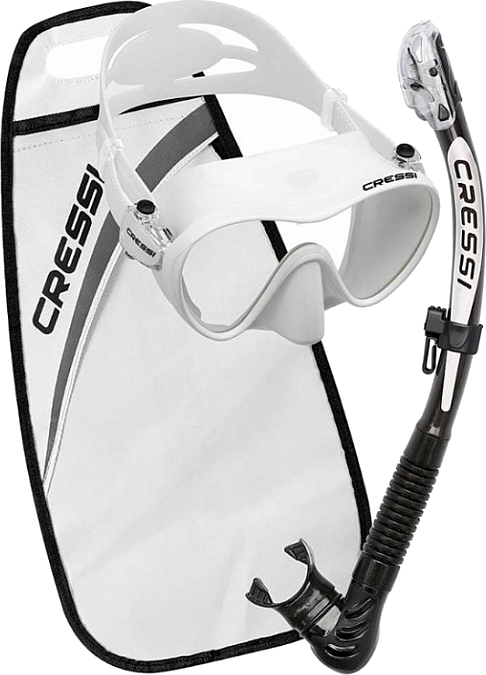 Set immersioni Cressi Set Mask F1 + snorkel Alpha Ultra Dry - White